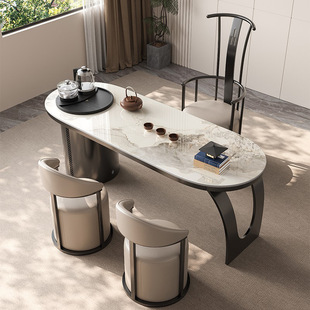 Simple Modern Balcony Rock Board Tea Table and Chair Combination Office Home Tea Table Light Luxury Kung Fu Kung Fu Kettle Integrated