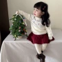 圣诞女童撞色秋冬毛衣