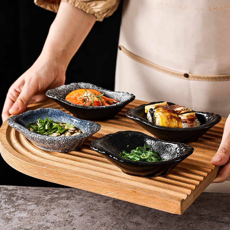 Japanese retro ceramic creative sea stone flower-shaped soy sauce…