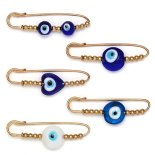 New Devil's Eye Pin Blue Palm Black Drop Oil Eye Brooch Women Men's Jewelry Clip Collar Pin