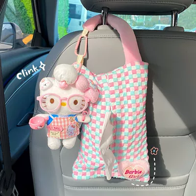 bag car seat back decoration – Car tissue box/set - pink-apron-catpink-tissue-hanging-bag
