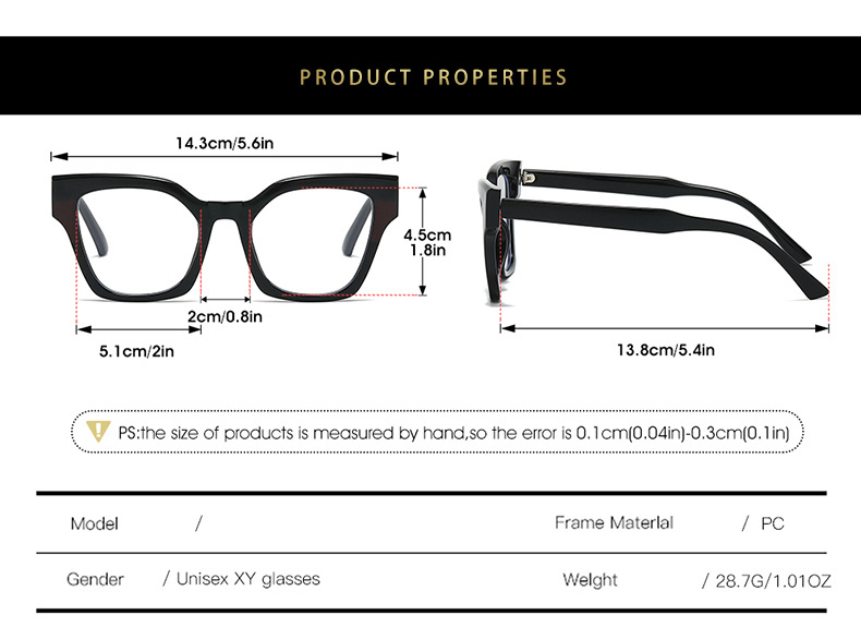 50g Weight Full Frame Glasses Structure Glasses Classification Ac Lens Material Square Glasses Style Casual, Holiday Occasion Solid Color Pattern All Seasons Season Unisex Gender Hip-Hop, Punk Style Hip-Hop Punk Solid Color Ac Square Full Frame Optical Glasses 4