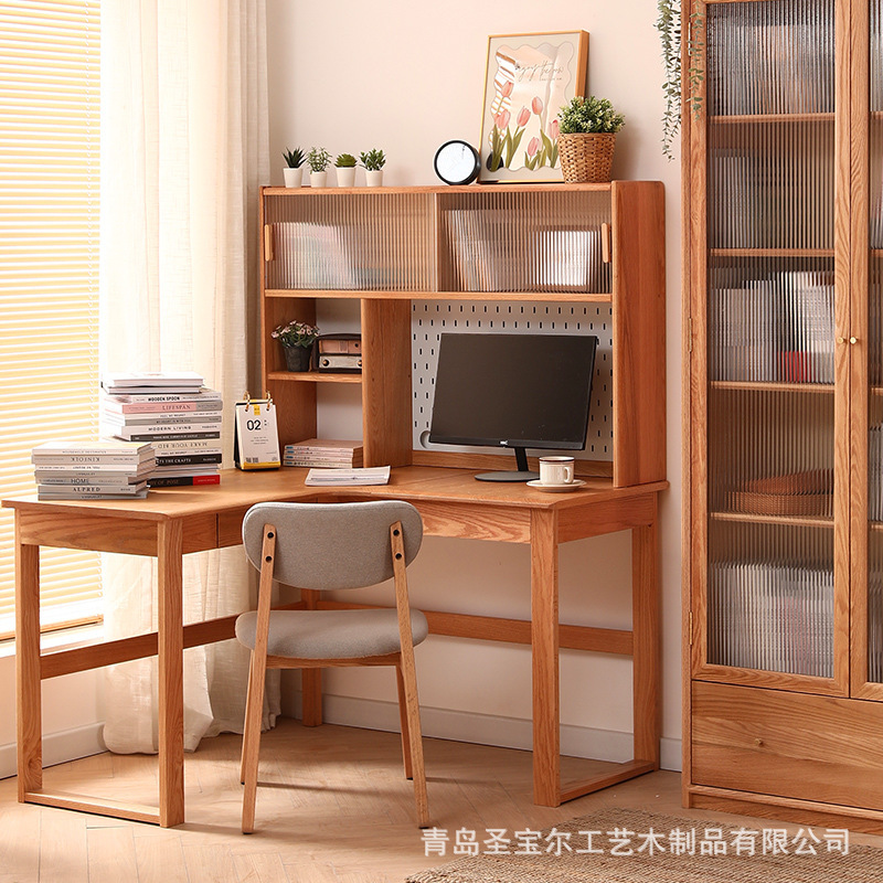 Corner Desk Study Bookshelf Nordic Solid Wooden Computer Desk Oak Study Table Small Apartment Household Log Desk Corner Desk Study Bookshelf Nordic Solid Wooden Computer Desk Oak Study Table Small Apartment Household Log Desk