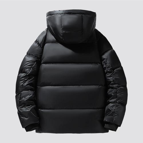Men's Black Gold Down Jacket High-End Short Winter Thick Warm Anti-Cold Hooded Jacket for Men and Women Same Version White Duck Down Coat