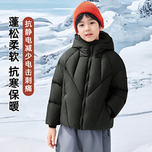 男童羽绒服2025冬季小男孩运动舒适羽绒服保暖中厚连帽外套上装