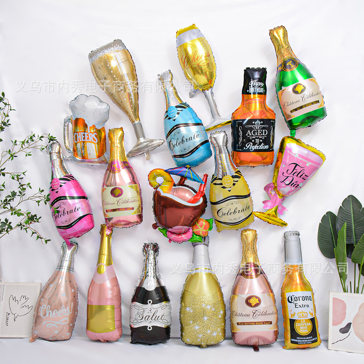 Comercio exterior transfronterizo, forma especial, botella de vino grande, película, globo de aluminio, decoración de bar, fiesta, copa de vino, globo