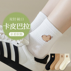 カピバラ靴下の女性ソックス2025春秋の綿の骨のない中筒の靴下のかわいい夏の薄いタイプのソックス
