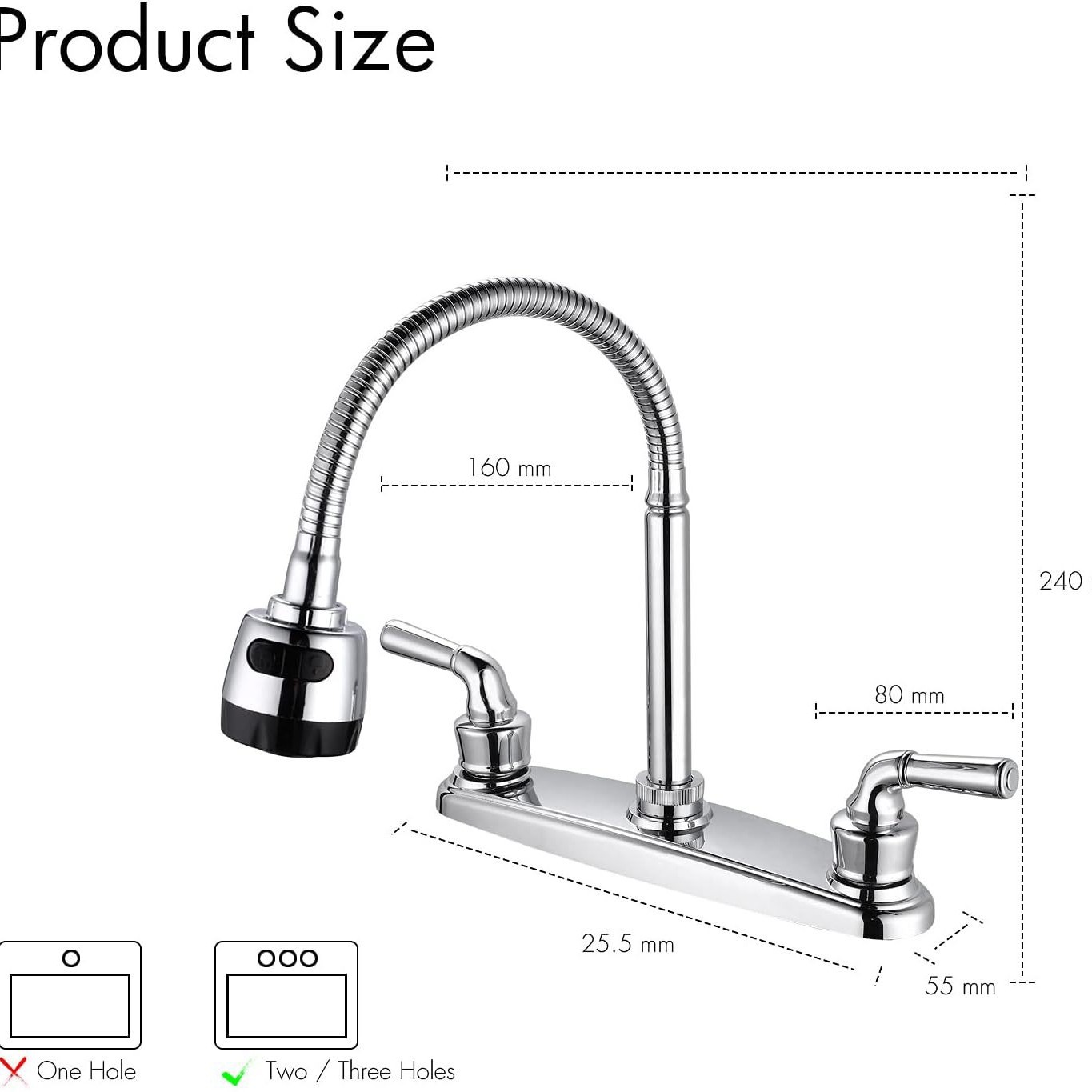 Exportaciones transfronterizas de América del Sur grifo frío y caliente doble placa de cerámica de plástico de doble interfaz grifo de cocina a prueba de salpicaduras