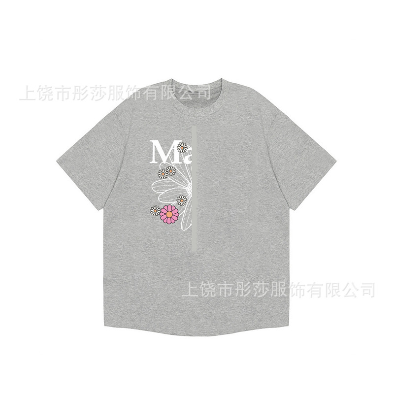 2025 新ゴールドハイシルバー同スタイルマルディ半袖デイジー Tシャツダックスフントカップル多用途トップ女性ルーズ|undefined