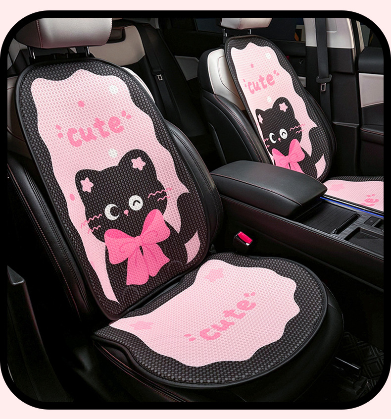 Summer Car Cushion Cute Bow Cat Car Comfortable Breathable Cushion Creative Cartoon Car Seat Cover