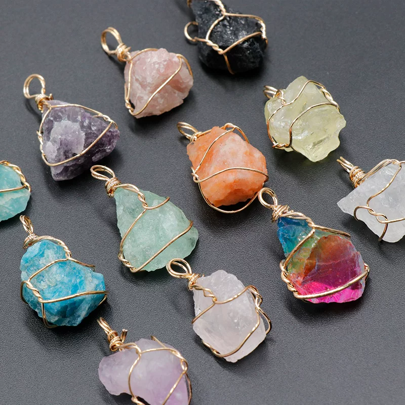 Natural water, crystal, pendant, natural ore, necklace, sweater, accessory, handmade, (Cross-border trading)