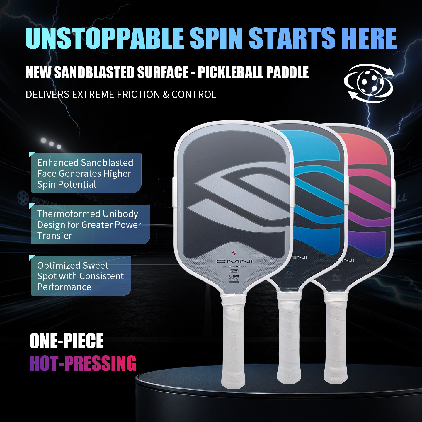 Omni Pickleball Racket T700 Carbon Fiber Matte Surface Cross-Border Heat-Pressed Model for Professional Competition Use