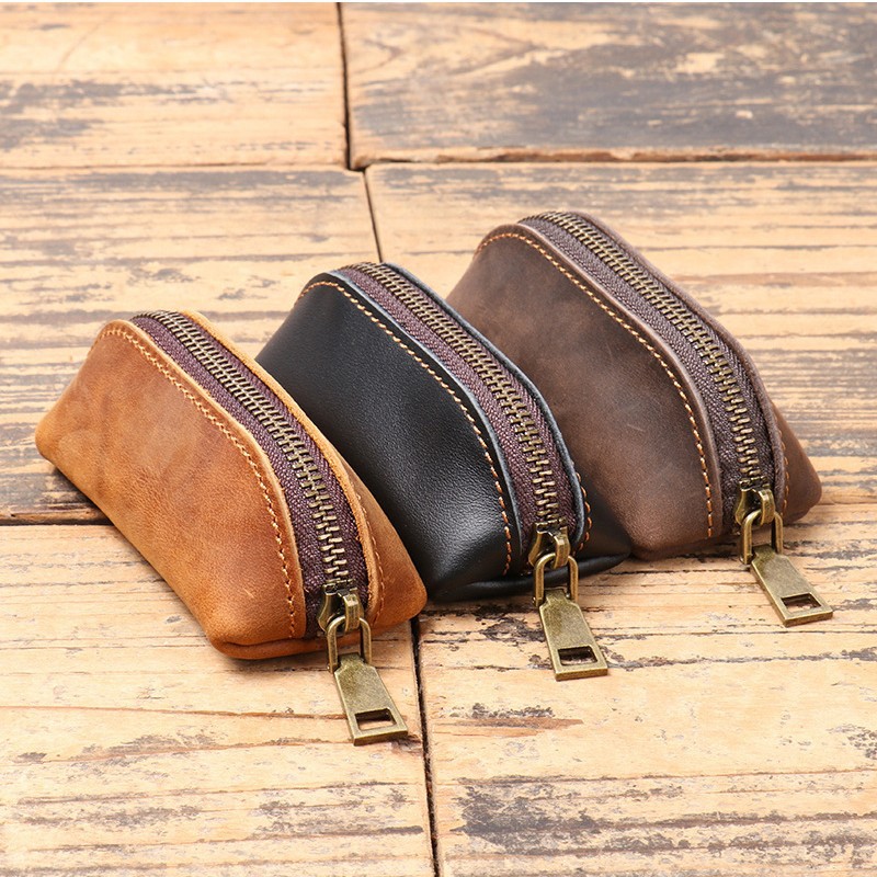 Retro new style men's genuine leather key case, men's PU leather car key case, multifunctional key organizer, universal