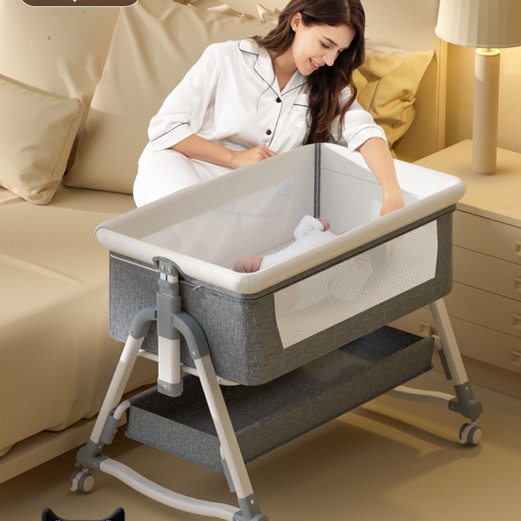 Baby crib portable multi-function adjustable height bb cradle baby bed