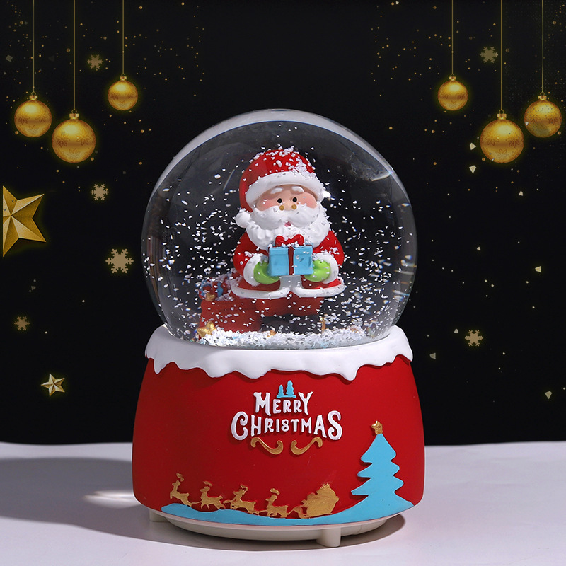Pequeño libro rojo estilo caliente perro de orejas grandes bola de cristal caja de música nieve brillante niña dormitorio decoración de escritorio regalo