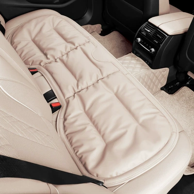 Seat cushion, seat cover — row integrated three-piece seat cushion - creamy-white-single-back-seat-cushion-mercedes-benz-car-logo