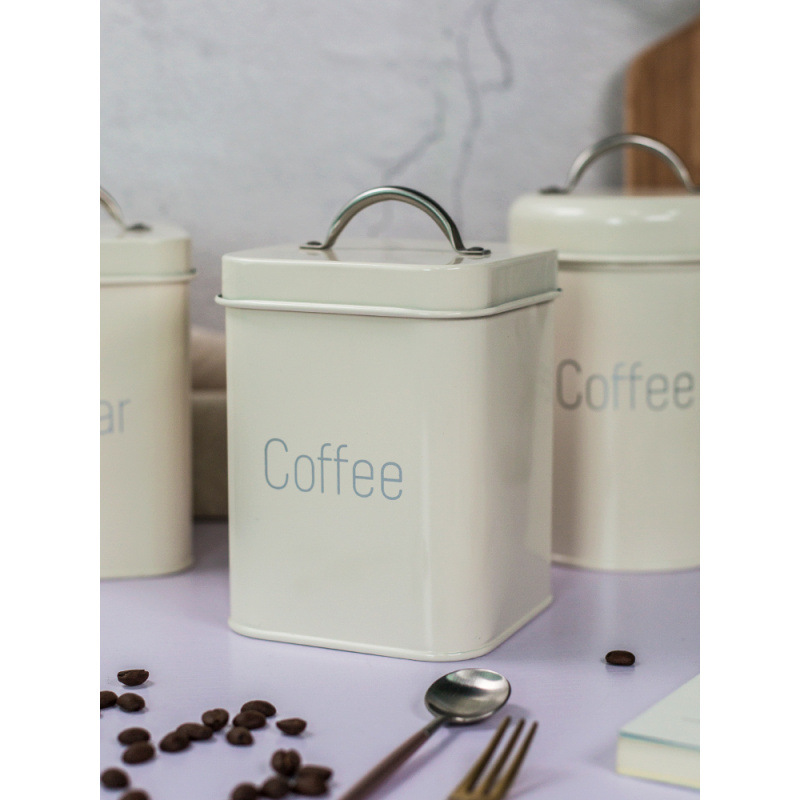 Nordic Style Household Storage Kitchen Tableware Bucket Rice Bucket Flour Bucket Coffee Snack Jar Moisture-Proof and Rust-Proof