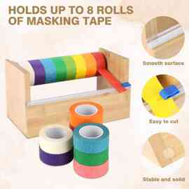 木质胶带收纳架乡村风木质胶带分配器桌面儿童手工竹制胶带切割器