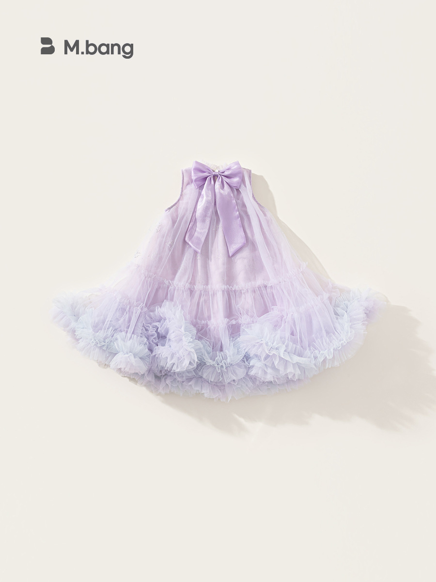 Ropa para niños Youbao Verano Vestido de princesa para niños Ropa de rendimiento Vestido sin mangas con orejas de madera para niñas Falda tutú de malla