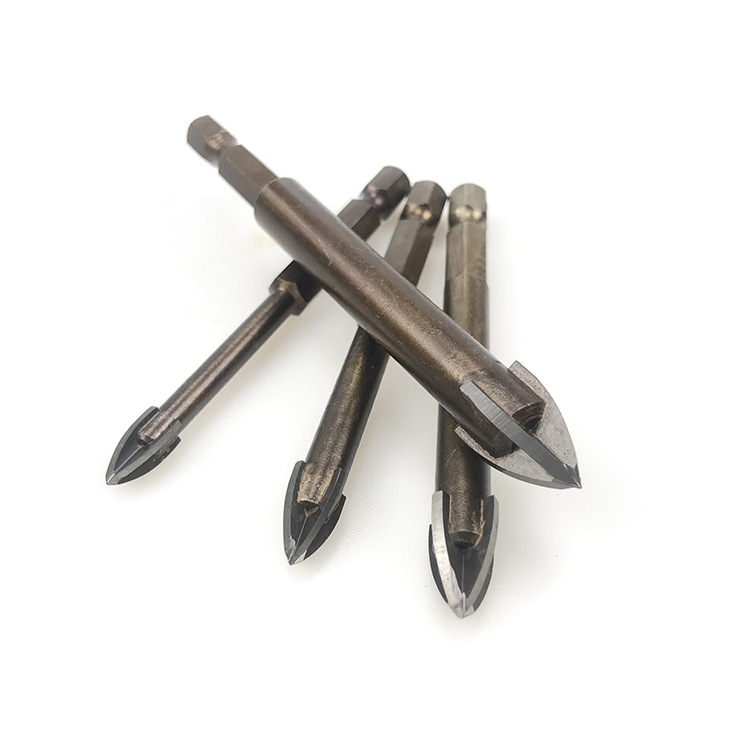 ZY合金十字三角钻头玻璃瓷砖六角柄砖墙水泥陶瓷打孔开孔器6mm8mm