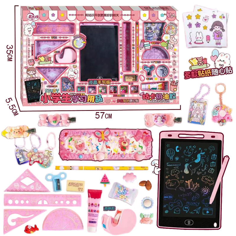 Free Shipping Children's LCD Drawing Board Baby Handwritten Blackboard Baby Graffiti Pencil Case suit Gift Stationery Toys