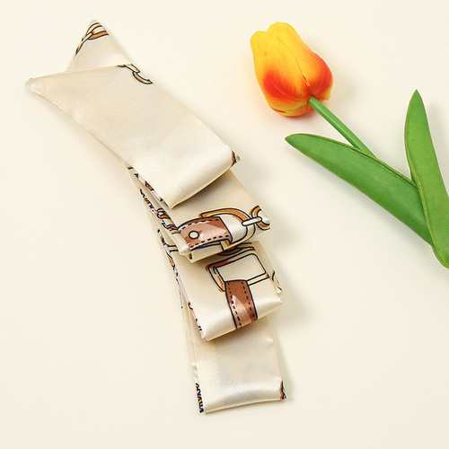 Elegant New Slim Strap Wrapped Bag Handle Silk Scarf, Decorative Strap for Women, Small Neck Scarf