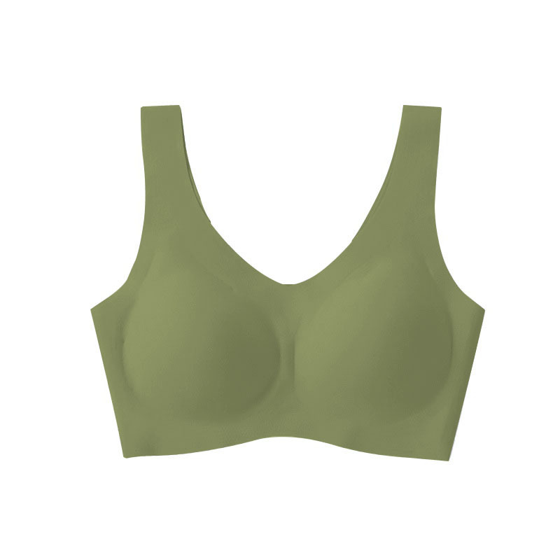Ropa interior de mujer japonesa que no deja marcas almohadilla de látex hermoso estilo chaleco deportivo sujetador de sueño fino recogido sujetador de seda de hielo
