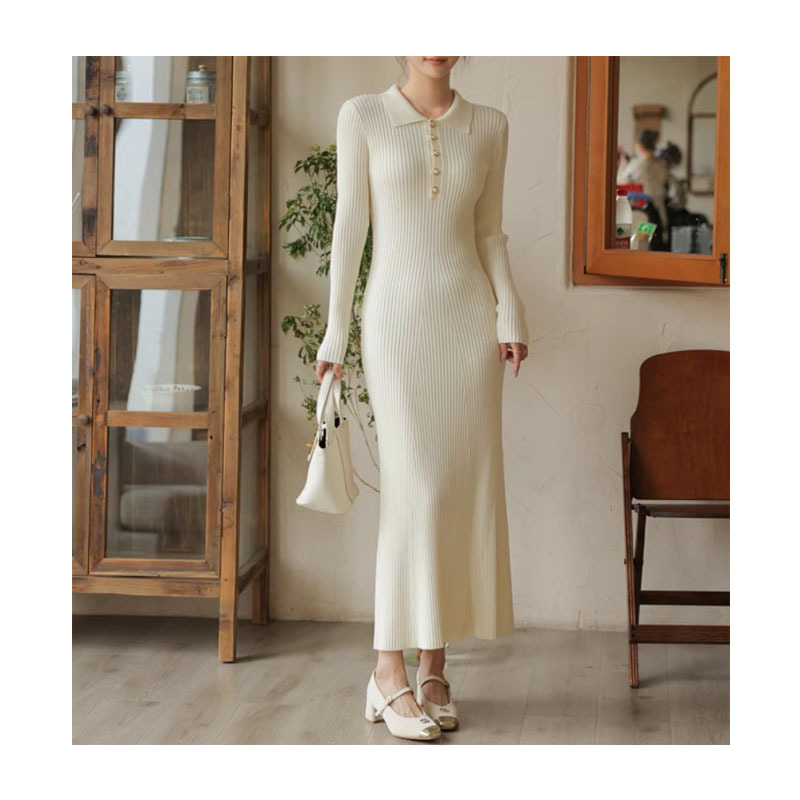 French Retro Lapel Knitted Dress Women's Autumn Winter Long Slim Sweater Skirt | eBay French Retro Lapel Knitted Dress Women's Autumn Winter Long Slim Sweater Skirt | eBay
