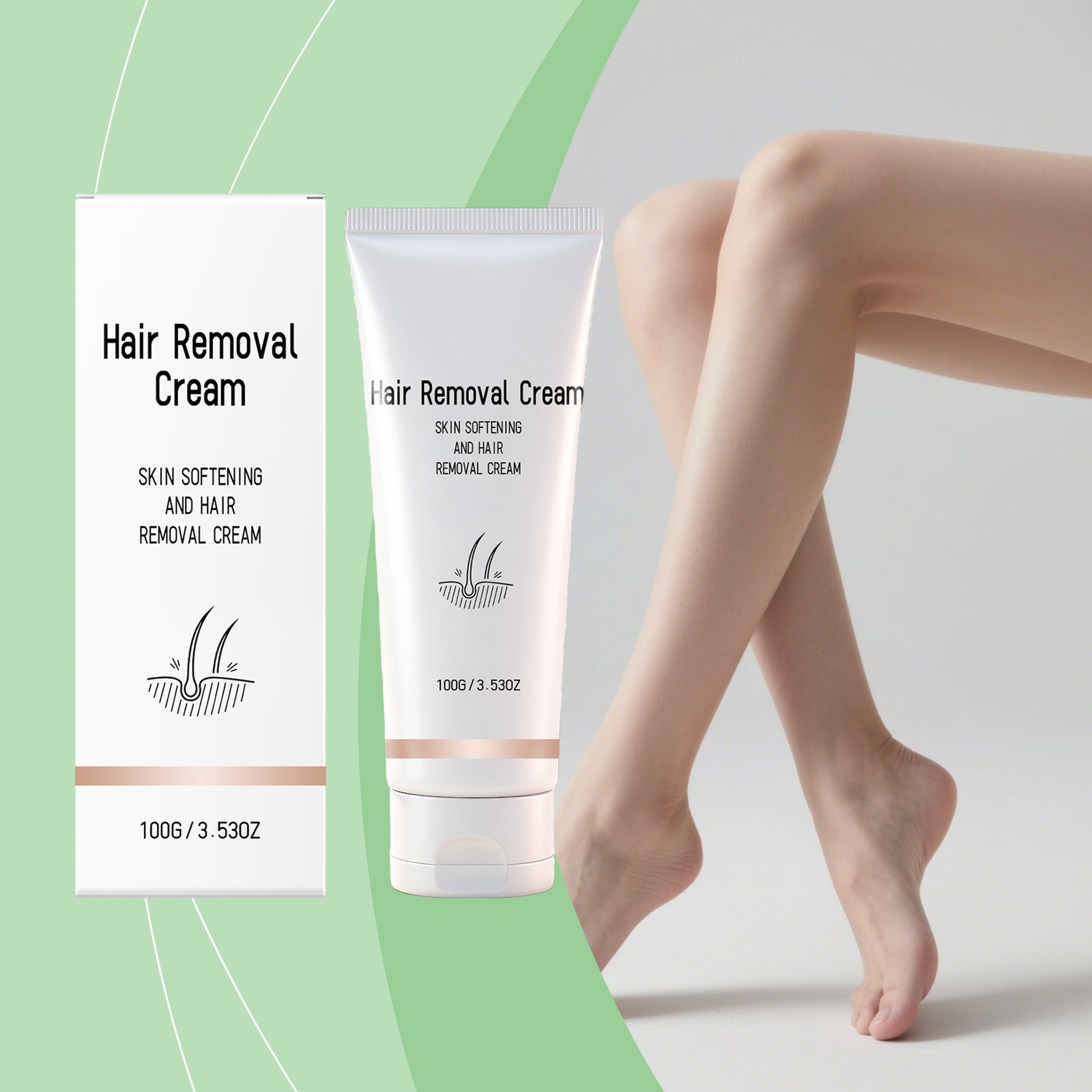 Refreshing Hair Removal Cream Avocado Moisturizing Gentle Hair Removal Cream for Whole Body, Arms and Legs, Leaves Skin Soft and Smooth