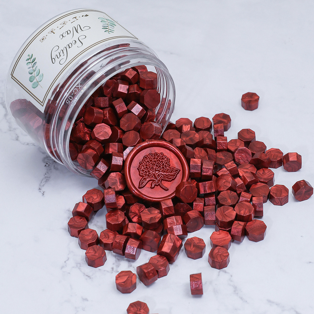 Oucai Fire Paint Wax, octágono, color mixto, nacarado, 200 granos, 132 colores, sello de pintura al fuego, cera, a granel barato