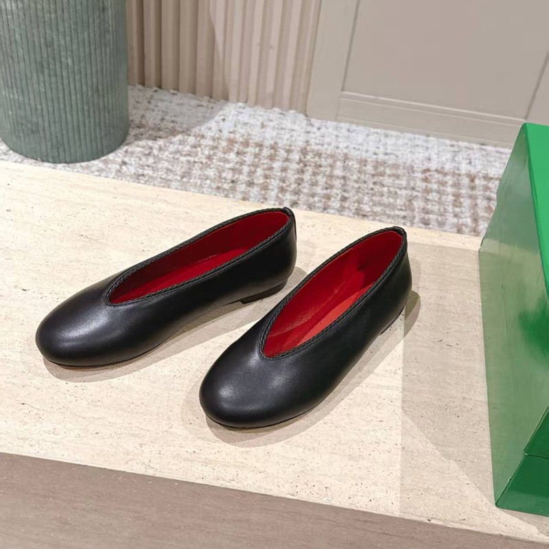 Bv Flats Export Korean Style Flats Woven Flats Shoes for Women 2025 New Four-Season Granny Shoes Versatile Work Clothing Shoes