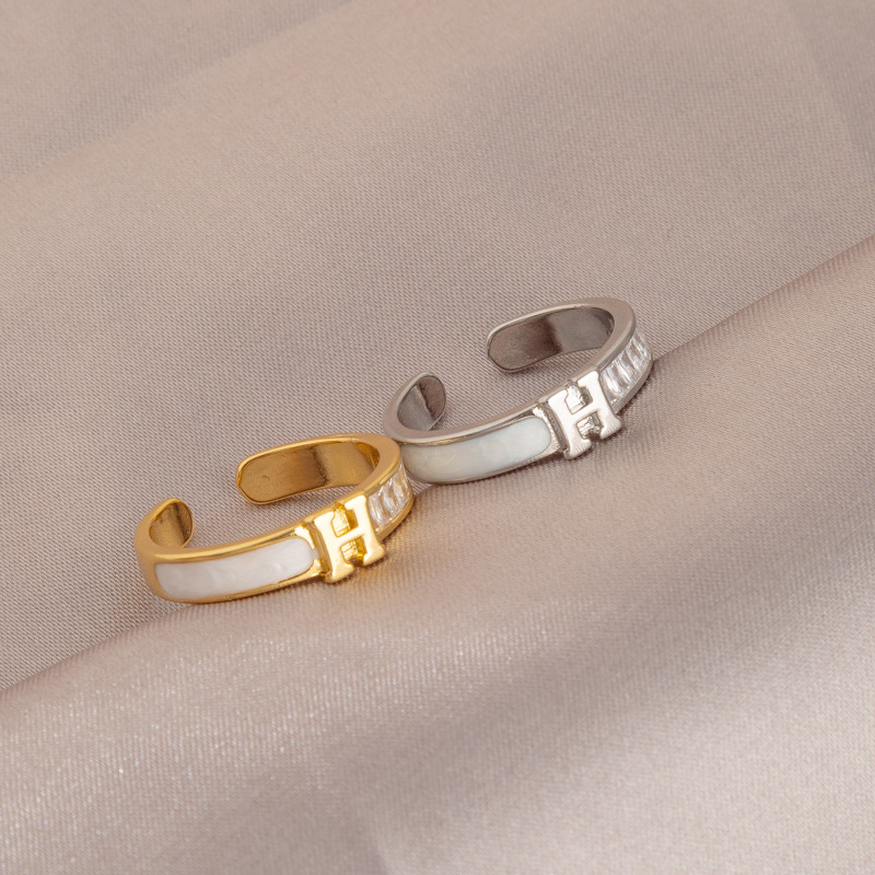 Design fashionable one size elegant ring with letters with zircon