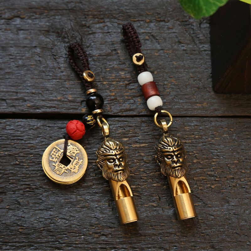 Brass Whistle Keychain Accessories Pendant Dragon Holy Outdoor Coach Car Key Men's and Women's Bag Pendant
