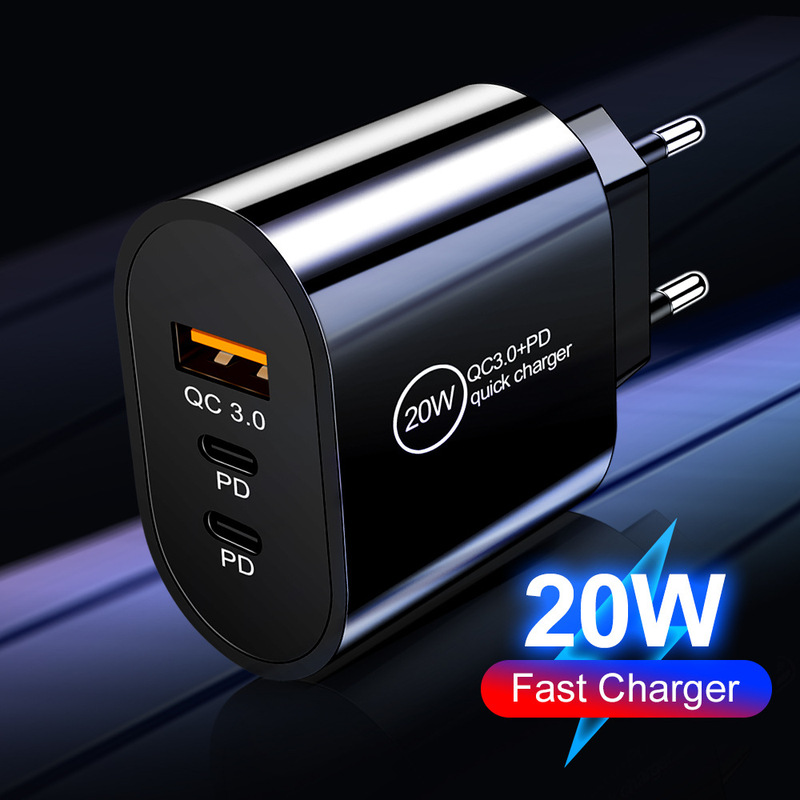 Cross-border new USB + 2PD Type-c mobile phone charger multi-port US and European travel charging head Wholesale