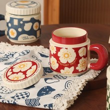复古陶瓷马克杯带盖女生杯子情侣对杯高颜值水杯办公室咖啡早餐杯