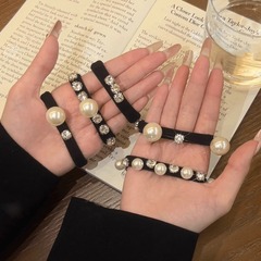 軽豪華風精致真珠ドリル女性高級感千金風ゴムひも気質髪輪