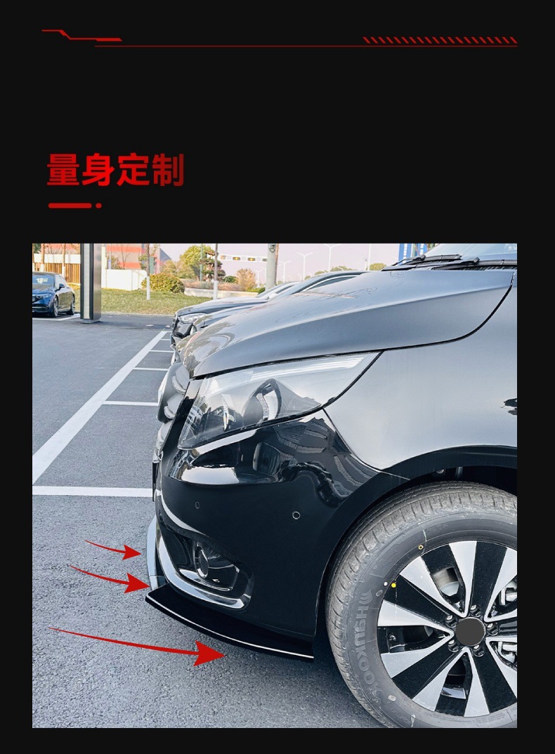 Applicable to 2016-2023 Mercedes-Benz Vito W447 Dedicated Front Spoiler, Front Lip, Corner Wrap, and Cross-Border Modification Parts
