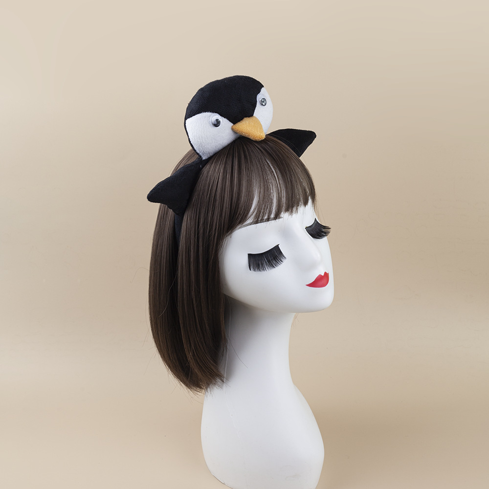 Halloween animal marino rendimiento apoyos diadema pequeño pingüino negro diadema niño rendimiento horquilla mascarada