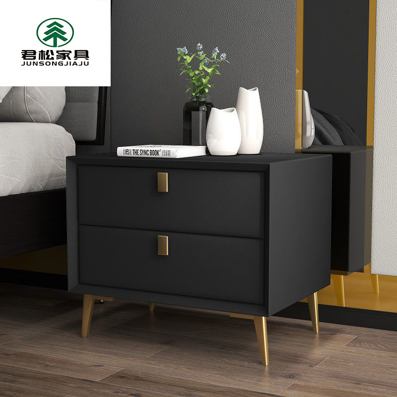 Bedside table all solid wood leather technology cloth simple modern wide and narrow mini small apartment economical bedside storage cabinet