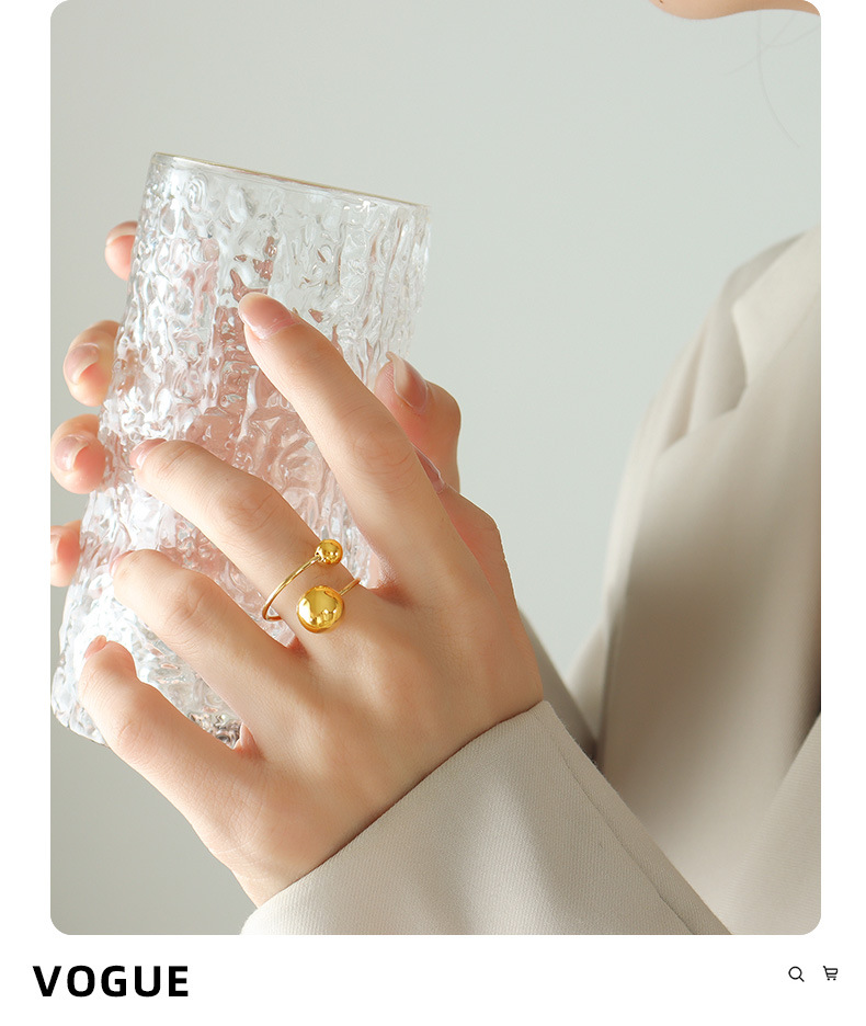 Titanium Steel Bead Ring For Women, Versatile Designer Ring_voghion.com