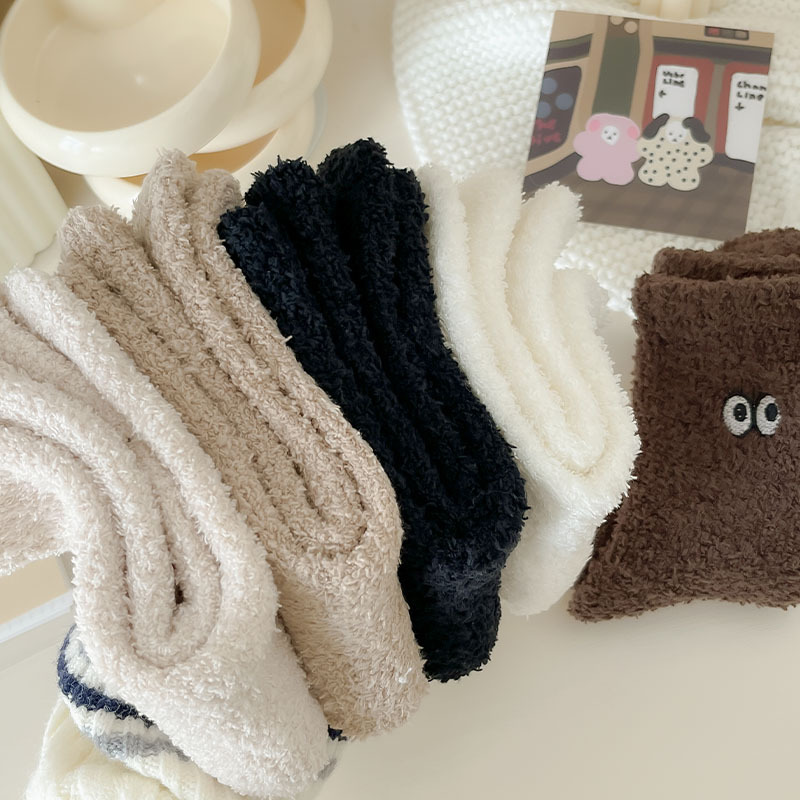 100g Weight Socks Classification Socks Lingerie Type coral fleece Fabric Type A Pair Quantity Home, Sleeping Occasion Eye, Solid Color Pattern Winter Season Women's Gender Cute Style Women's Cute Eye Solid Color Coral Fleece Crew Socks A Pair 9
