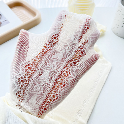 Spring and summer bare leg artifact Lolita milk white side love hollow lace jacquard pantyhose manufacturer approved