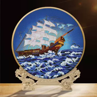 景泰蓝掐丝盘复古铜艺珐琅珐琅画