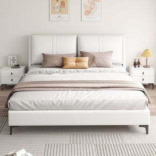 Bedroom Furniture Set Solid Wood Bed Leather Art Bed Large Wedding Bed Hotel Wholesale Bed Rental Room Soft Bed Cat Claw Leather Bed