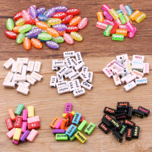 8款 混色DIY塑料配件 长方椭圆形字母爱心大孔珠子 儿童串珠工具