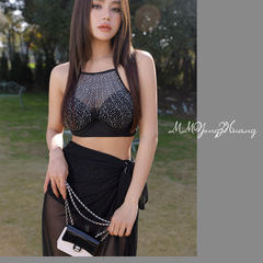【Starry Sky】2024 New Women's Bikini Set Three-Piece Glittering Water Diamond Swimwear