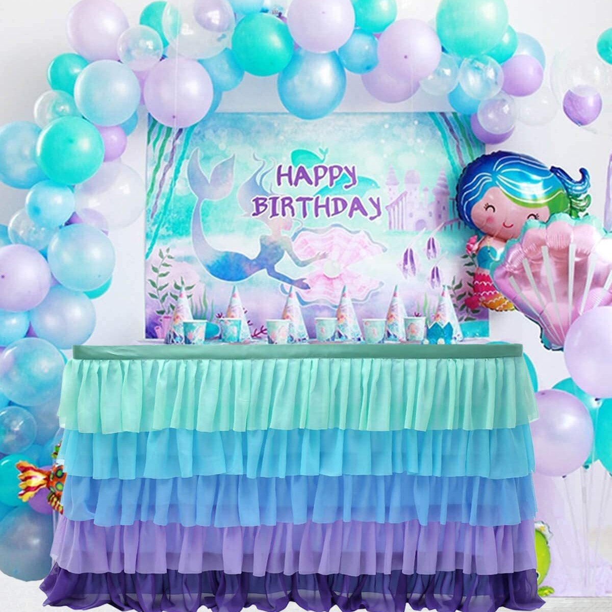 5 층 테이블 스커트 인어