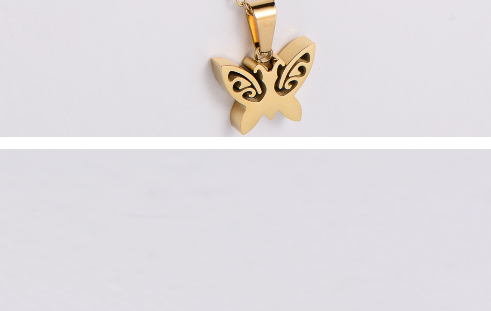 Titanium Steel Round Bead Earrings Double Chain Hollow Butterfly Pendant Necklace Sets wholesale Nih