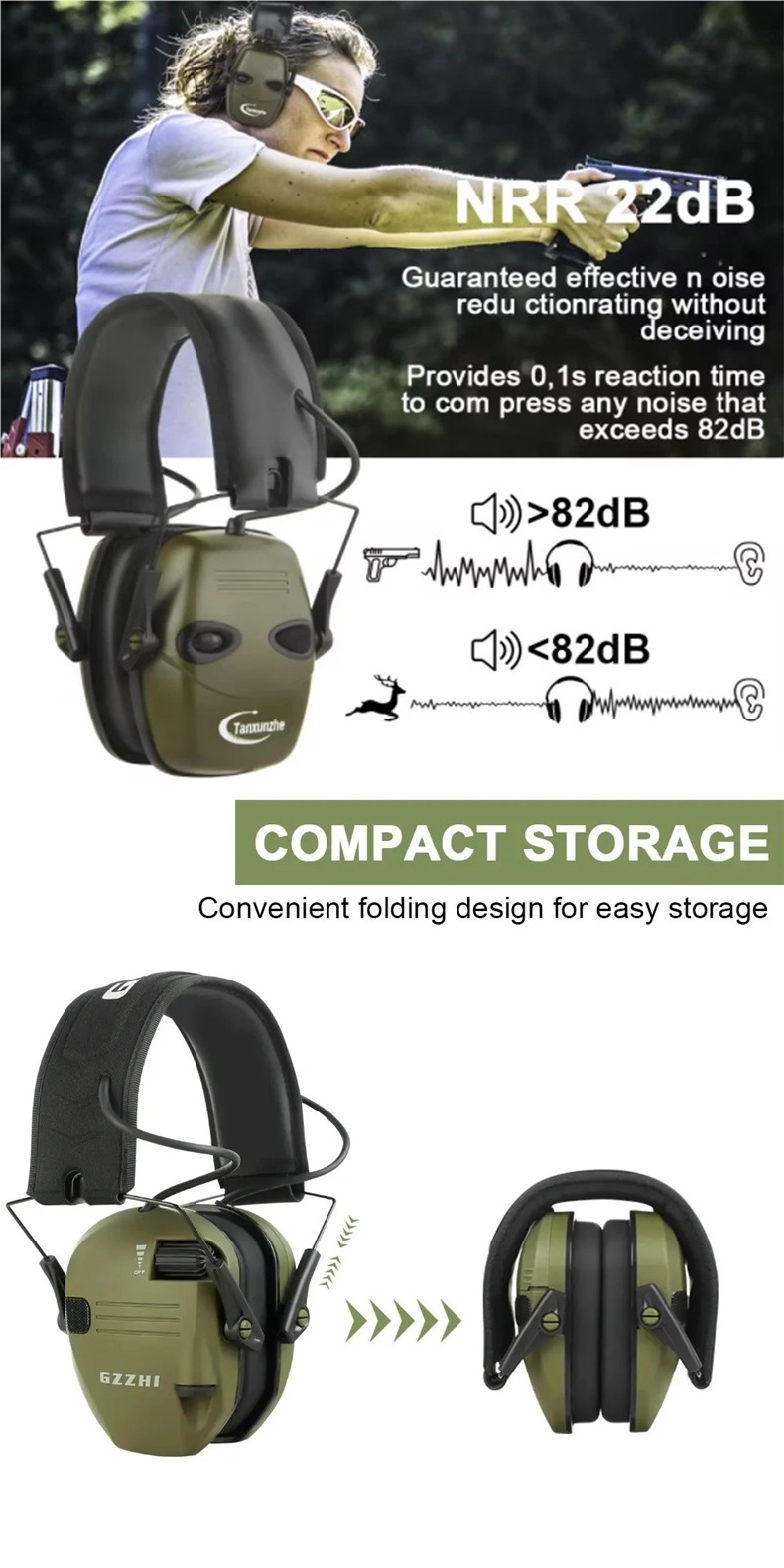 Electronic Shooting Earmuffs | 23dB Noise Reduction Headphones