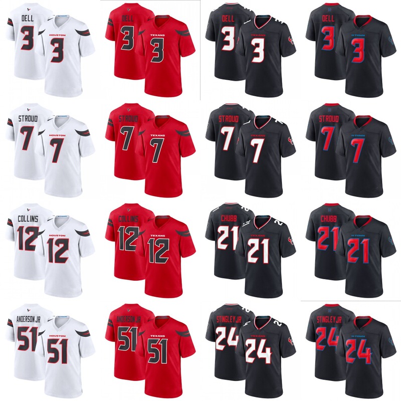 Retro Texas Texans Football Jersey #   7 #   Stroud 51 #   3 #   24 #   12 #